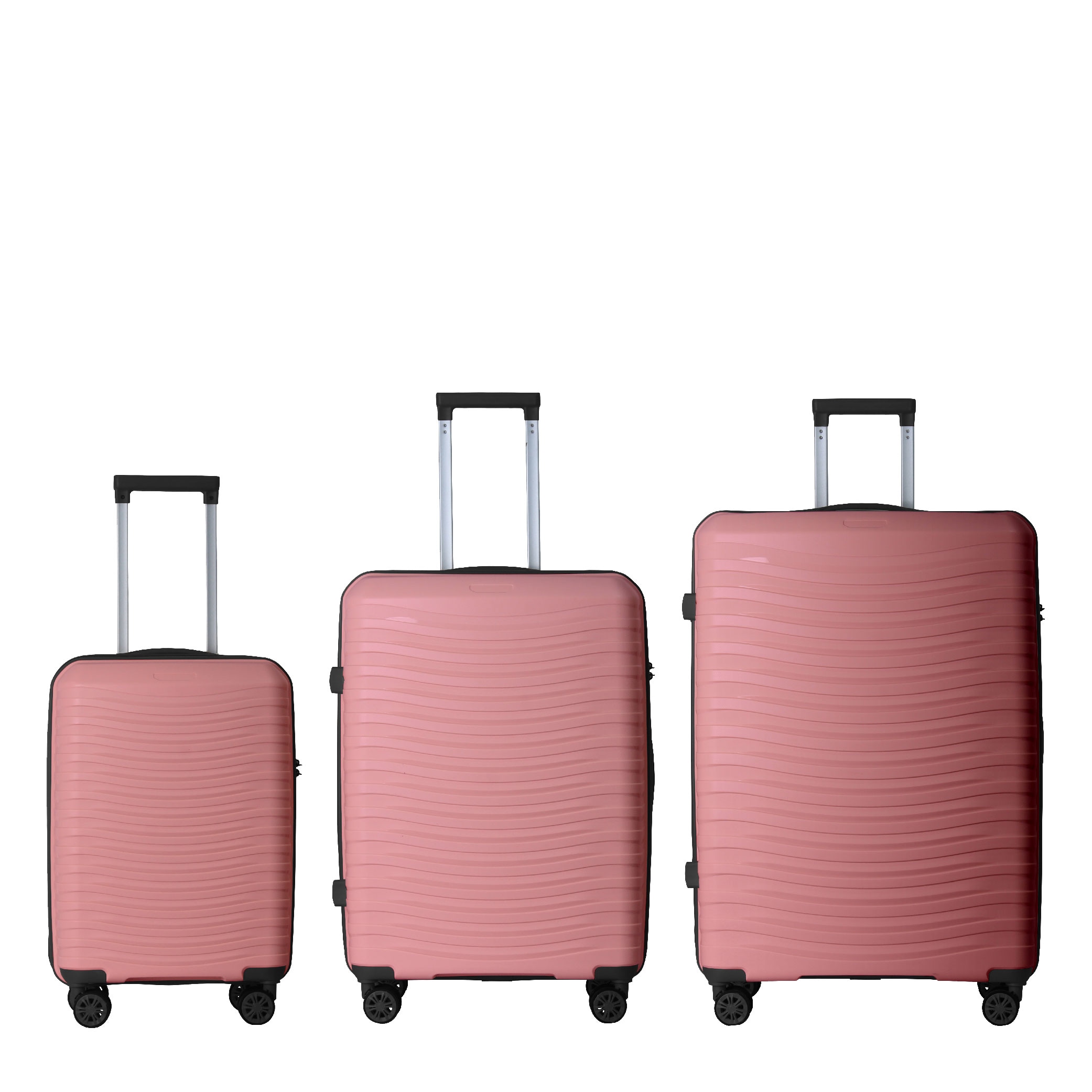 3-Piece Luggage Sets (20", 24", 28"), Suitcase With Wheels, Hardside Suitcase With Four Spinner Wheels And Scratch-Resistant Surface, Pink
_voghion.com